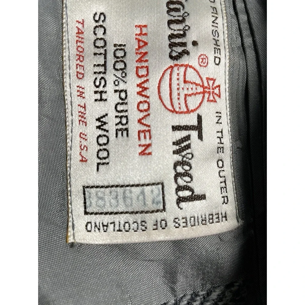 Harris Tweed Gray Herringbone Sport Coat 100% Scottish Wool VTG USA‎